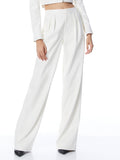 POMPEY VEGAN LEATHER HIGH WAISTED PLEATED PANT - ECRU