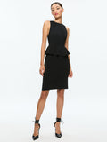 POPPY PEPLUM MIDI DRESS - BLACK