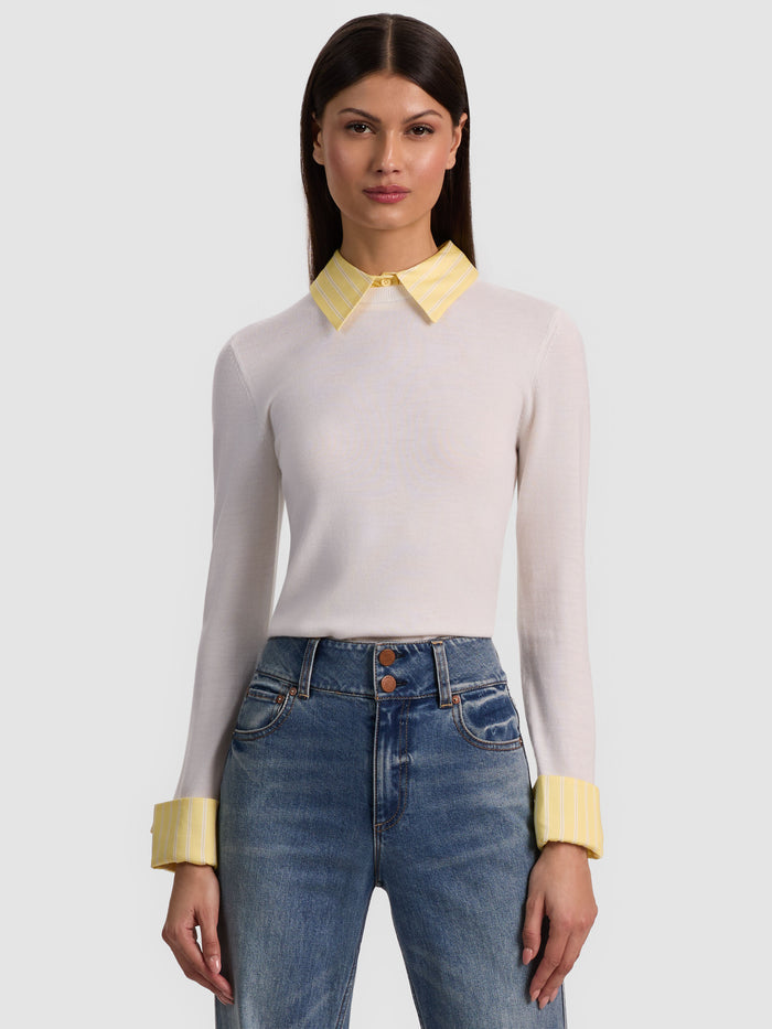 PORLA COLLARED SWEATER - SOFT WHITE/BUTTER