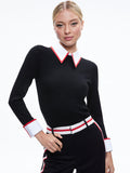 PORLA COLLARED SWEATER - BLACK/PERFECT RUBY