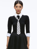PORLA COLLARED TIE SWEATER - BLACK COMBO