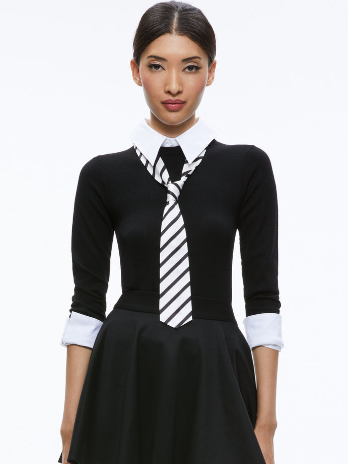 PORLA COLLARED TIE SWEATER - BLACK COMBO
