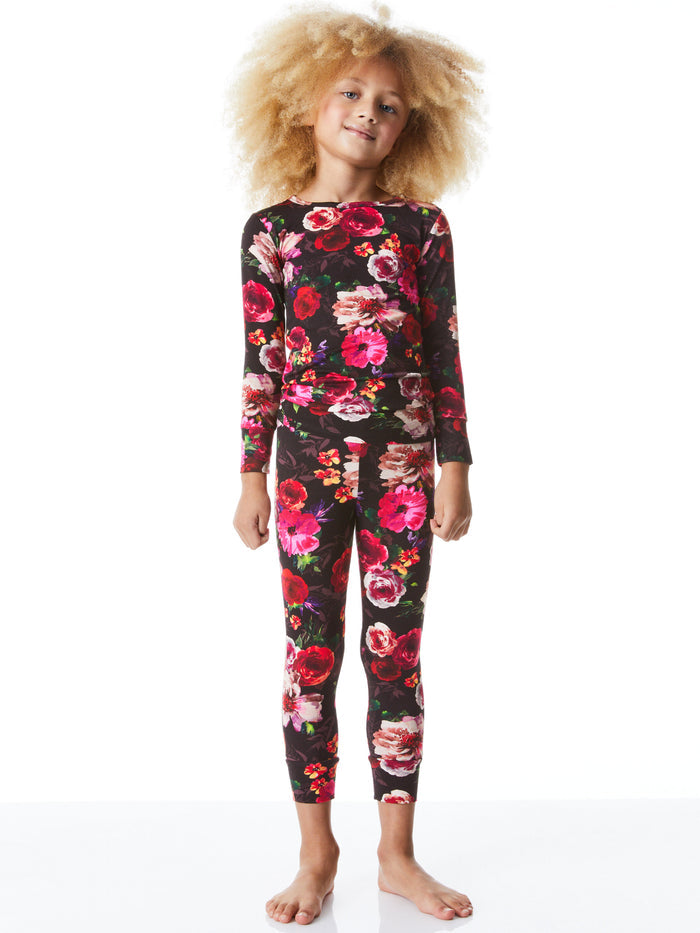POSH PEANUT X A+O CHILDREN'S PAJAMA SET - MIDNIGHT ROSE