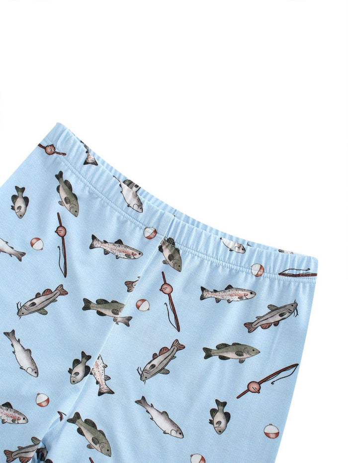 PoshTOT Blue Fish Print 2 Piece Short Sleeves PJ Set