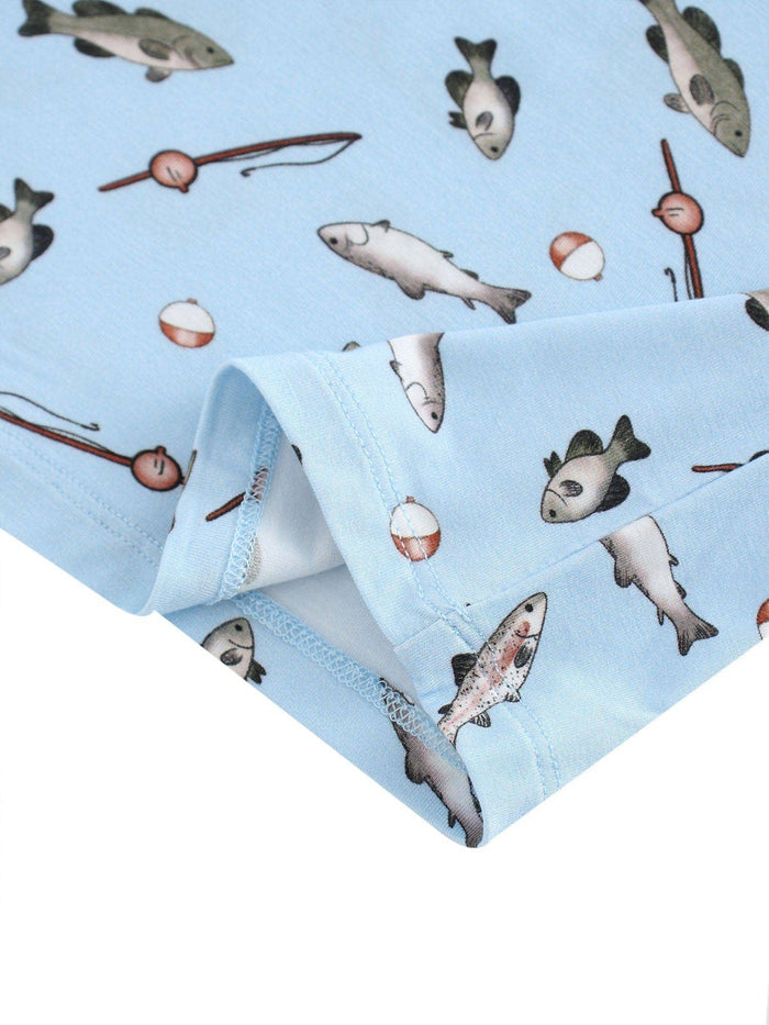 PoshTOT Blue Fish Print 2 Piece Short Sleeves PJ Set