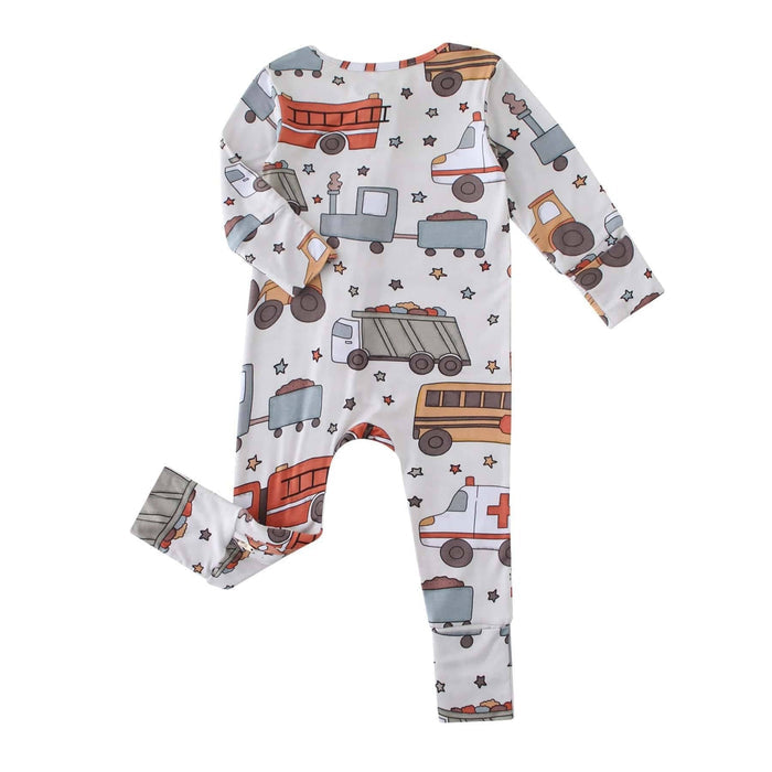 PoshTOT Cars Bamboo Baby Convertible Zippy Romper