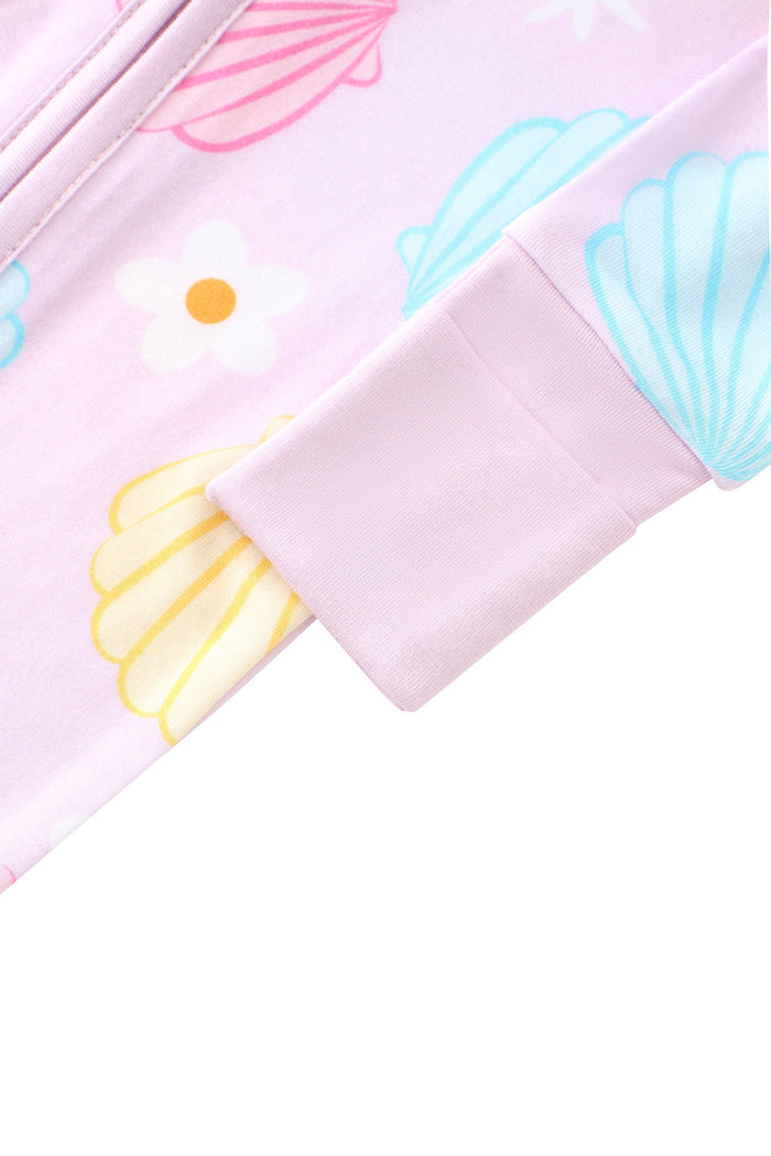 PoshTOT Colorful Seashell Bamboo Baby Convertible Zippy Romper