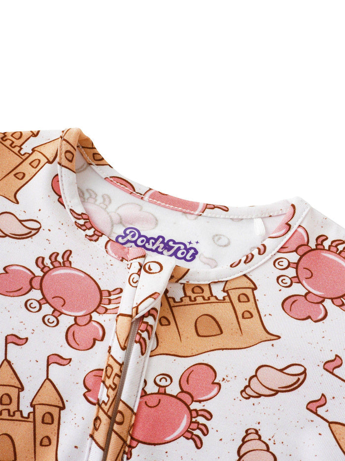 PoshTOT Crab Bamboo Baby Convertible Zippy Romper