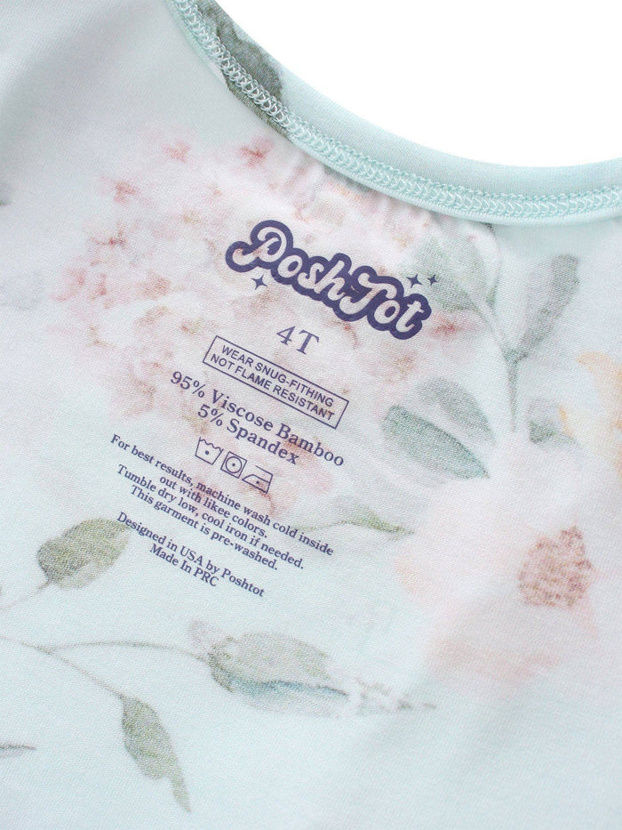 PoshTOT Green Hydrangea Print 2 Piece Short Sleeves PJ Set