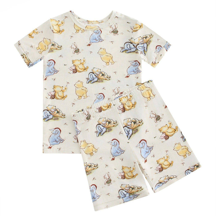 PoshTOT Little Yellow Bear Print 2 Piece Short Sleeves PJ Set
