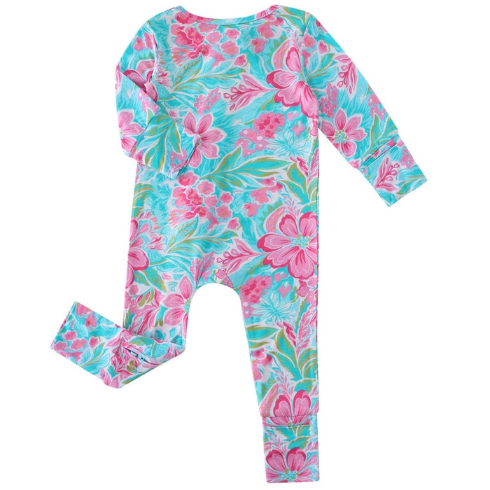 PoshTOT Summer Floral Bamboo Baby Convertible Zippy Romper