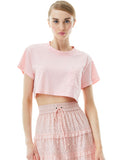 PRESTON CHEST POCKET CROP TEE - ENGLISH ROSE