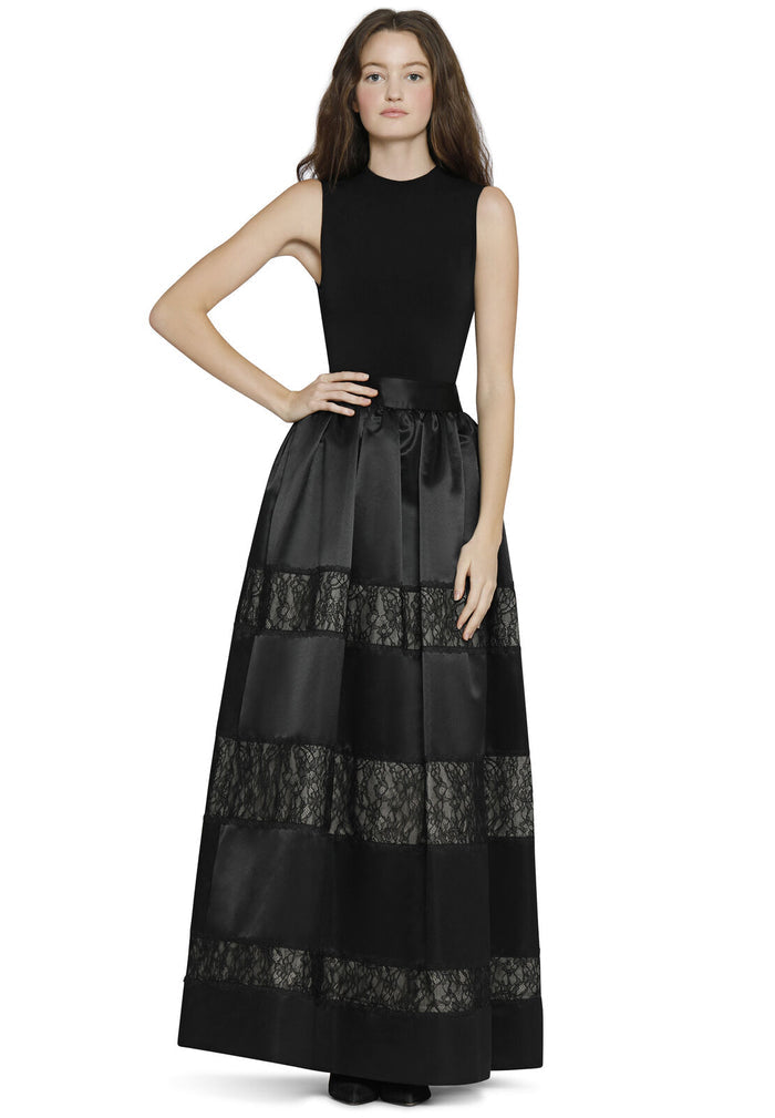 PRIMA LACE PANEL BALL GOWN SKT - BLACK
