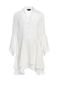 PRISCILLA BUTTON DOWN MINI DRESS - OFF WHITE
