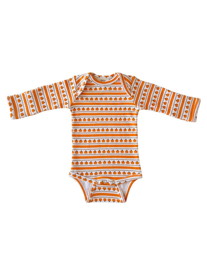Pumpkin Stripe / Organic Long Sleeve Bodysuit