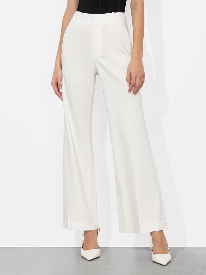 QUINN LINEN KICK FLARE PANT - OFF WHITE