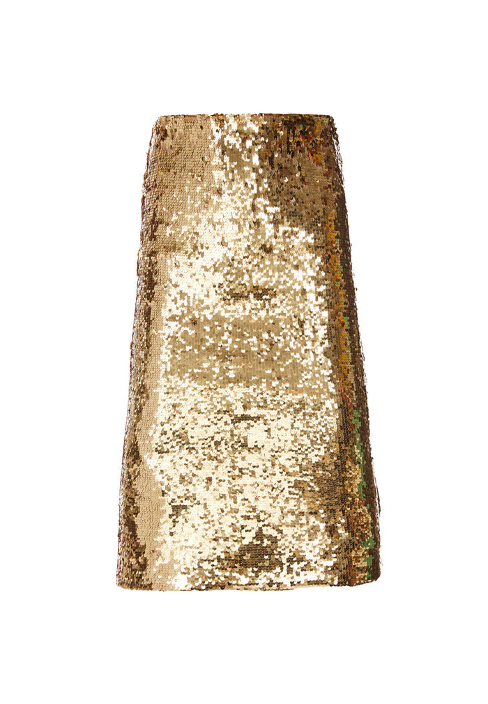RAMOS SEQUIN FITTED SKIRT - GOLD