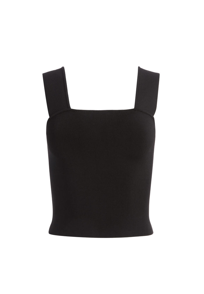 RASHIDA SQUARE NECK CROPPED TANK - BLACK