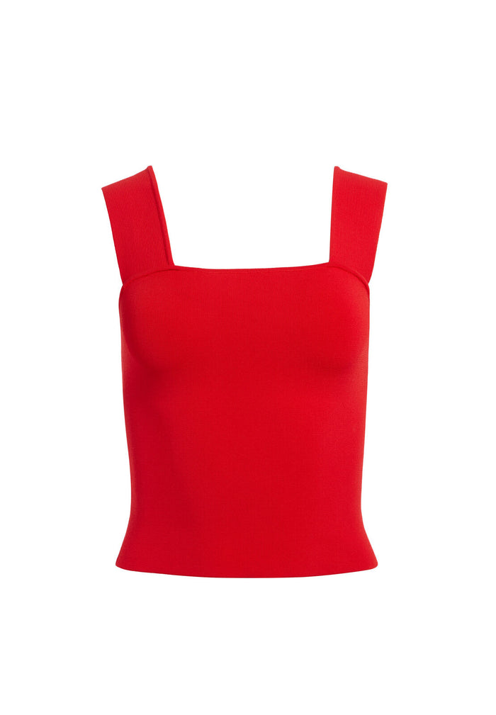 RASHIDA SQUARE NECK CROPPED TANK - BRIGHT POPPY