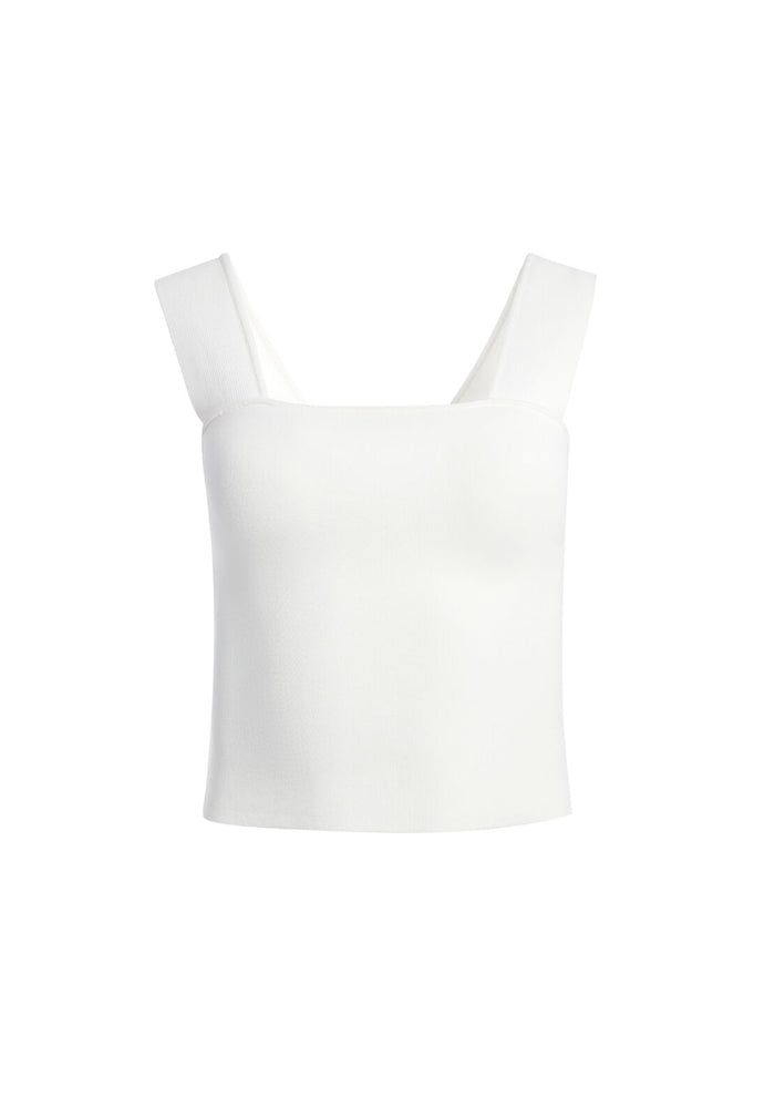 RASHIDA SQUARE NECK CROPPED TANK - SOFT WHITE