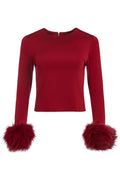 RAVEN FUR CUFF CROP TOP - BORDEAUX
