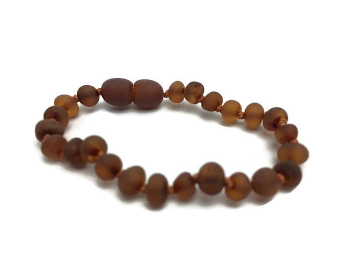 Raw 5.5 inch Unpolished Cognac Baltic Amber Bracelet