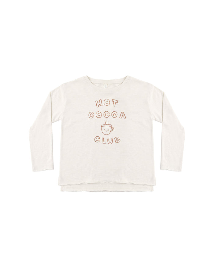 Raw Edge Long Sleeve Tee- Hot Cocoa Club