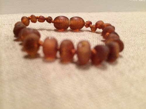 Raw Unpolished Cognac Baltic Amber Bracelet for Baby, Infant, Toddler, Big Kid, Child