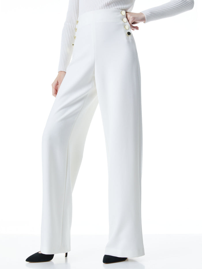 RAY BUTTON FRONT PANT - OFF WHITE