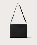 16 inch laptop shoulder bag in a black seen from the front view.