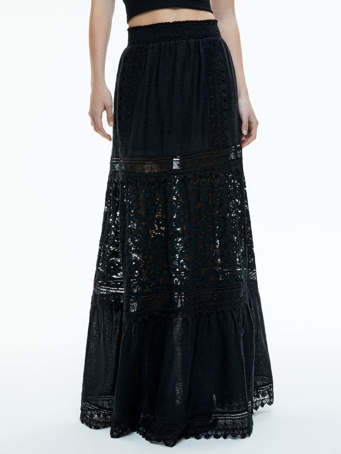 REISE PANELLED MAXI SKIRT - BLACK