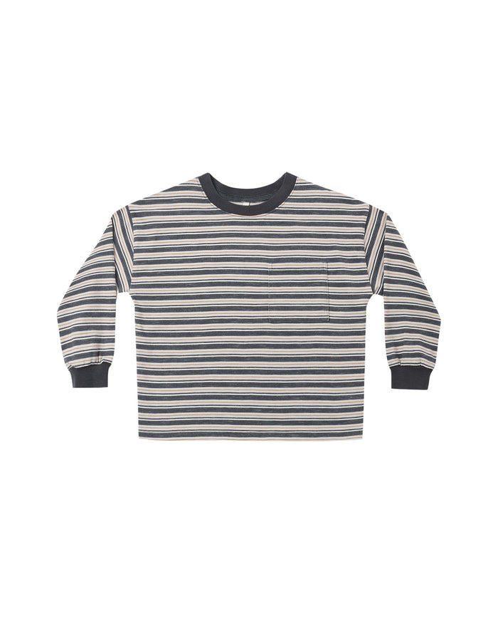 Relaxed Long Sleeve Tee- Blue Stripe