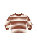 Relaxed Long Sleeve Tee- Brick Stripe