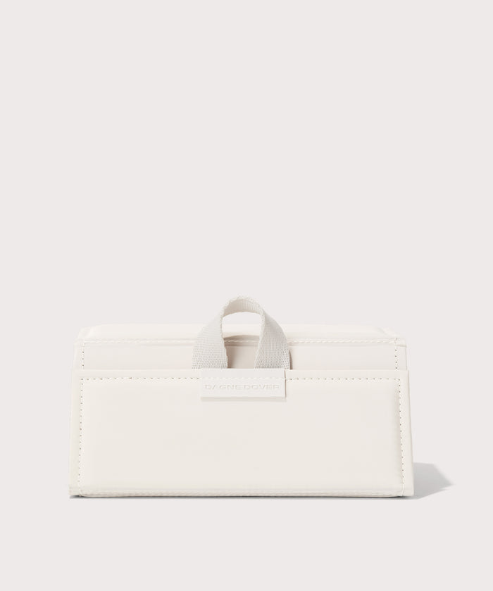 Dagne Dover Remi foldable glasses holder in white.