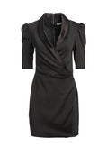REMI PLUNGING V-NECK DRESS - BLACK