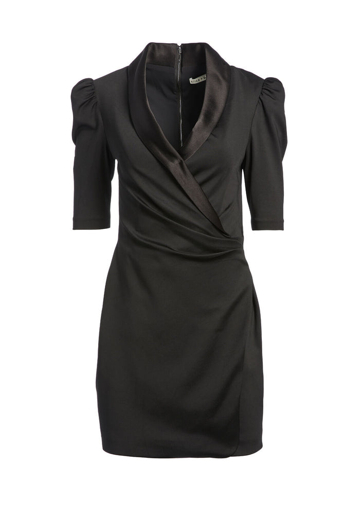 REMI PLUNGING V-NECK DRESS - BLACK