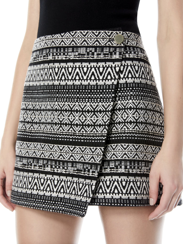 RENNA BUTTON FRONT SKIRT - BLACK/WHITE