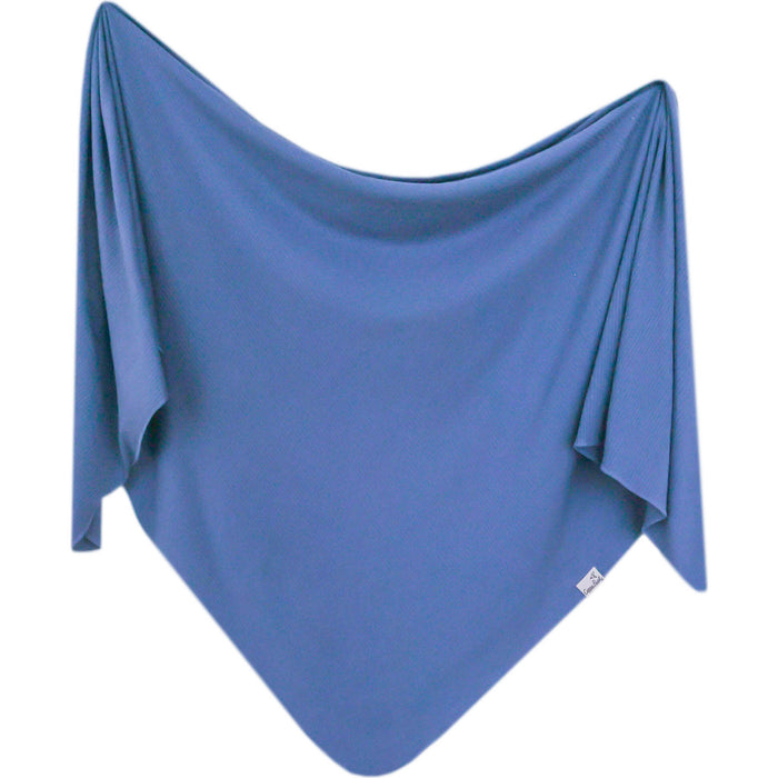 Rib Knit Swaddle Blanket- Indigo