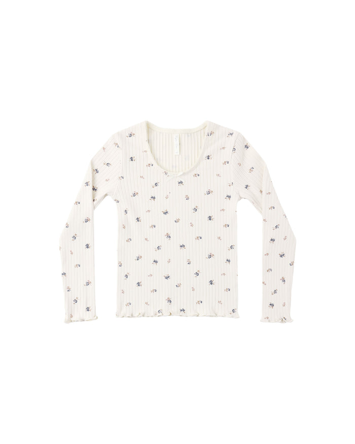 Ribbed Long Sleeve- Natural Ditsy