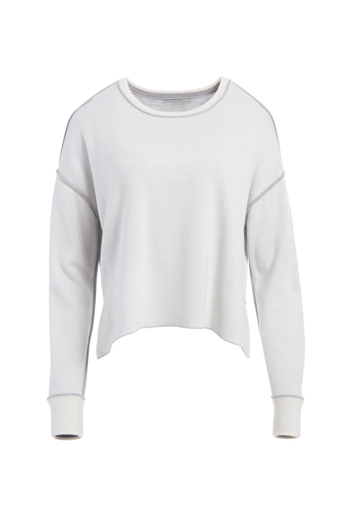 RICKIE REVERSIBLE CREW NK - SOFT WHITE/LT HTR GREY COMBO