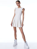 RISS CAP SLV VGNLT PLTD DRESS - ECRU