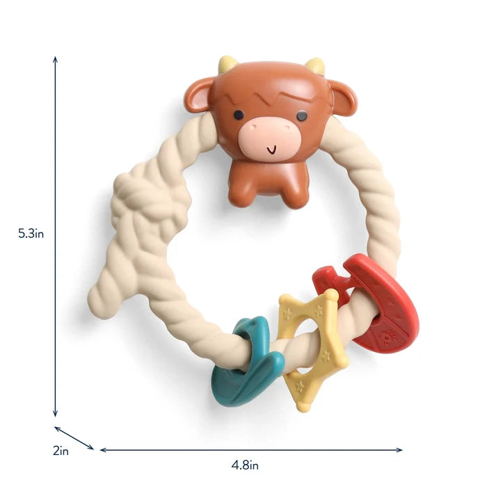 Ritzy Rattle™ Silicone Teether Rattles - Highland Cow