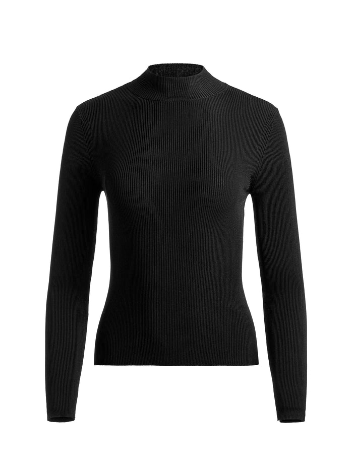 ROBERTA RIBBED TURTLENECK - BLACK