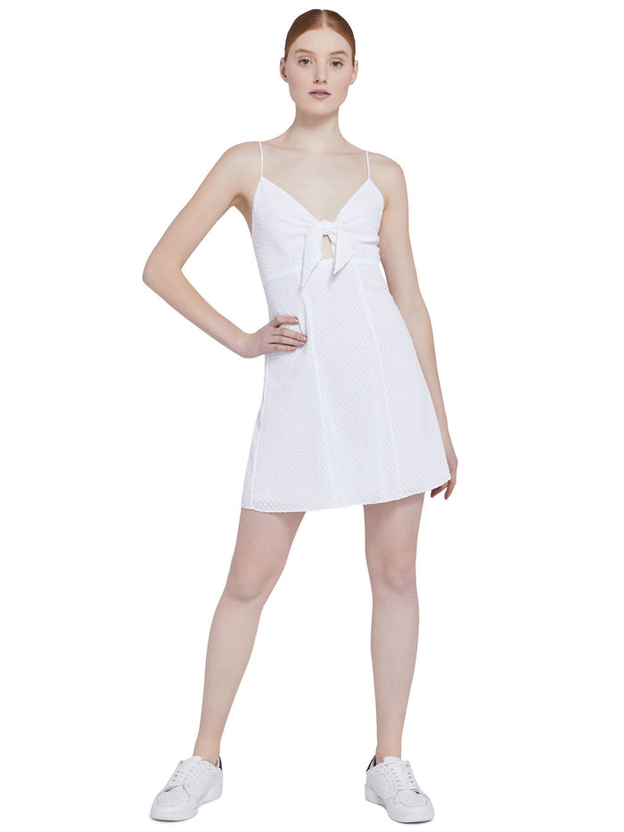 ROE FRONT TIE MINI DRESS - WHITE