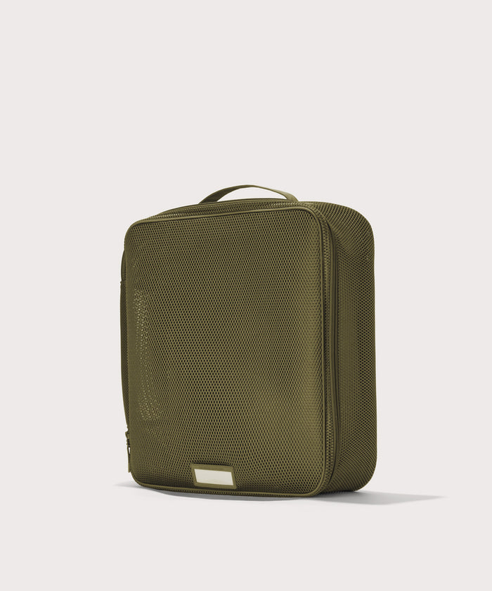 3/4 view of extra large Roma packing cube in dark green