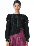 ROSI RUFFLE SLEEVE SWEATER - BLACK COMBO