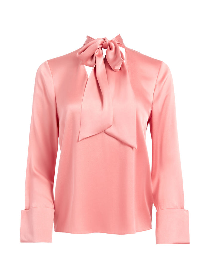 ROSINA TIE NECK BLOUSE - ROSE