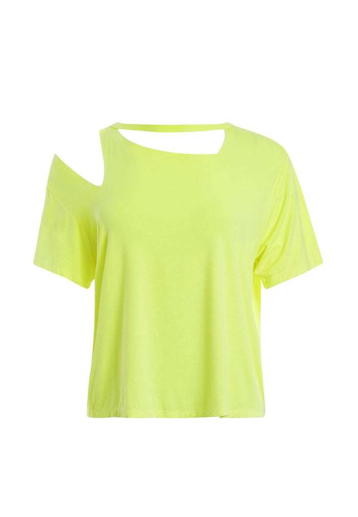 ROSLYN CUT OUT TEE - NEON YELLOW