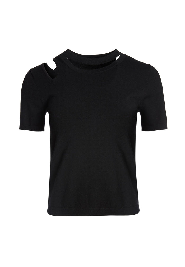 ROSLYN SS CUTOUT FITTED SWTR - BLACK