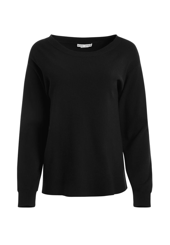 RUELA SPLIT BACK SWEATER - BLACK/SILVER